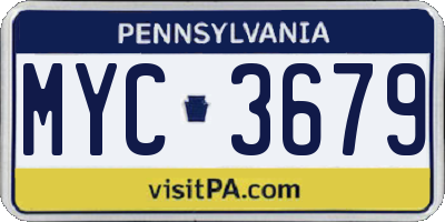 PA license plate MYC3679