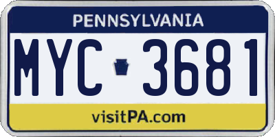 PA license plate MYC3681