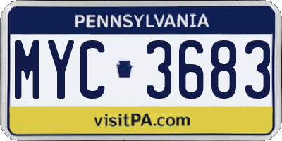 PA license plate MYC3683