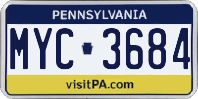 PA license plate MYC3684