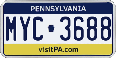 PA license plate MYC3688