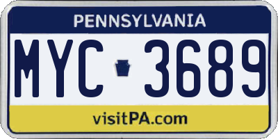 PA license plate MYC3689