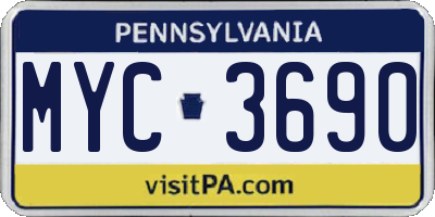 PA license plate MYC3690