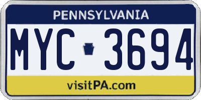 PA license plate MYC3694