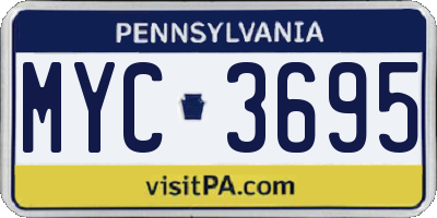 PA license plate MYC3695