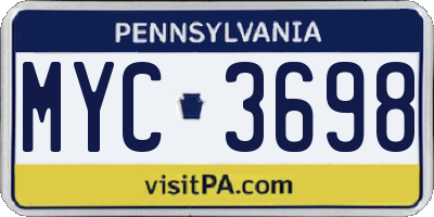 PA license plate MYC3698