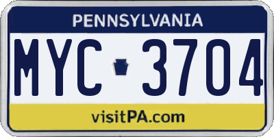 PA license plate MYC3704