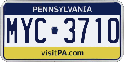 PA license plate MYC3710