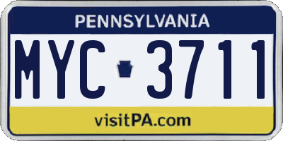 PA license plate MYC3711
