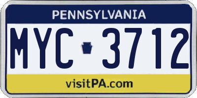 PA license plate MYC3712