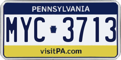PA license plate MYC3713