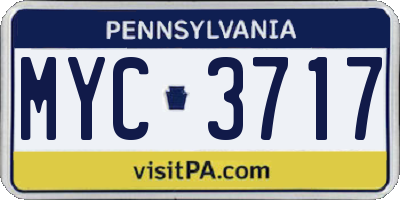 PA license plate MYC3717
