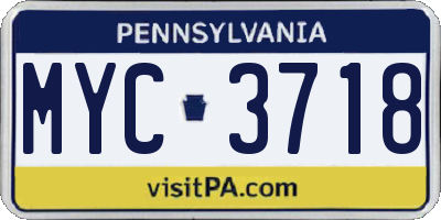 PA license plate MYC3718