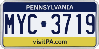 PA license plate MYC3719