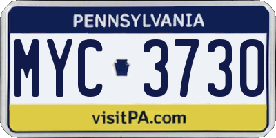PA license plate MYC3730