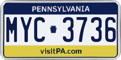 PA license plate MYC3736