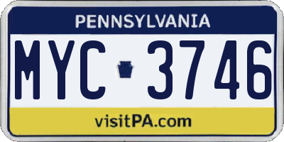 PA license plate MYC3746