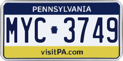 PA license plate MYC3749