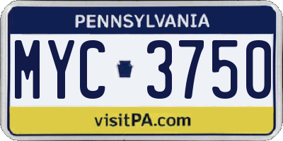PA license plate MYC3750