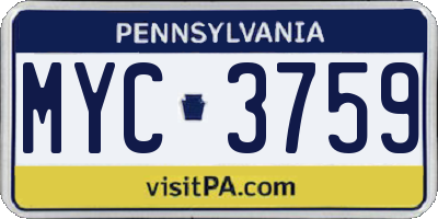 PA license plate MYC3759