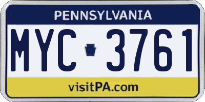 PA license plate MYC3761