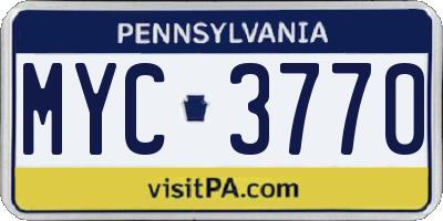 PA license plate MYC3770
