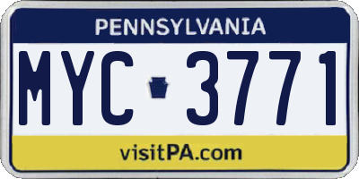 PA license plate MYC3771