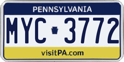 PA license plate MYC3772