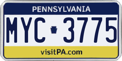 PA license plate MYC3775