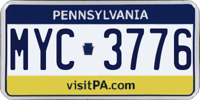 PA license plate MYC3776