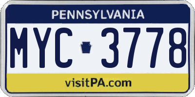 PA license plate MYC3778
