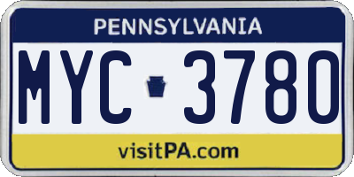 PA license plate MYC3780