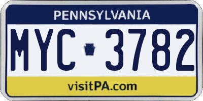 PA license plate MYC3782