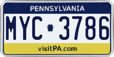 PA license plate MYC3786