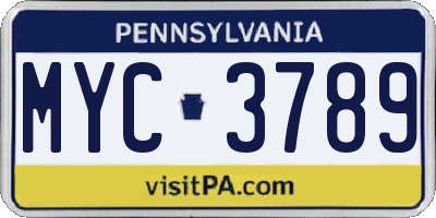 PA license plate MYC3789
