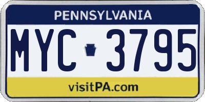 PA license plate MYC3795