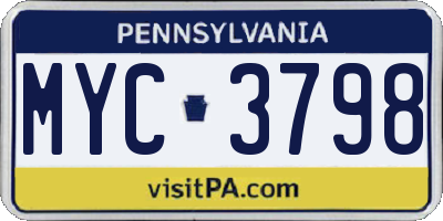 PA license plate MYC3798