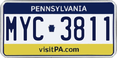 PA license plate MYC3811