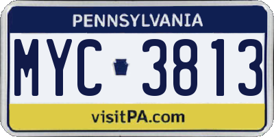 PA license plate MYC3813