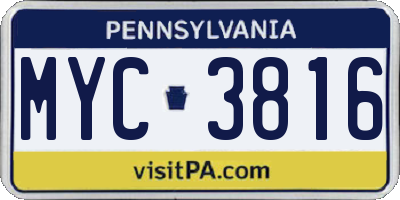 PA license plate MYC3816