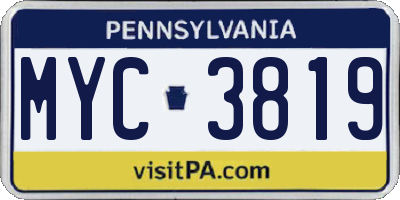 PA license plate MYC3819