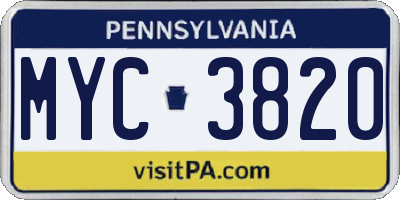 PA license plate MYC3820