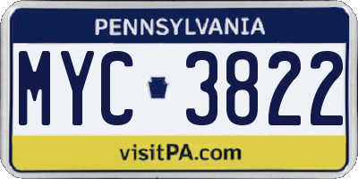 PA license plate MYC3822