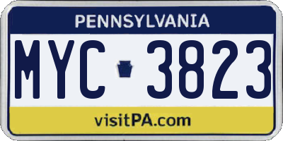 PA license plate MYC3823