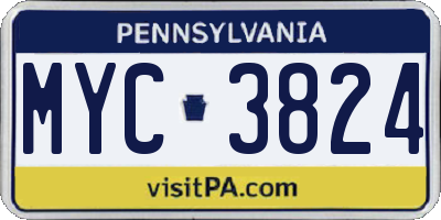 PA license plate MYC3824