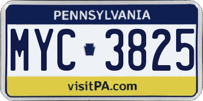 PA license plate MYC3825