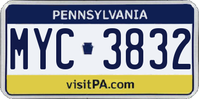 PA license plate MYC3832