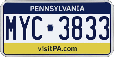 PA license plate MYC3833
