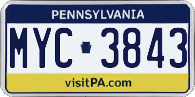 PA license plate MYC3843