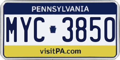 PA license plate MYC3850